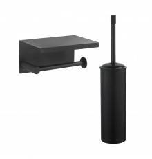 Набор Держатель Boheme Uno 10971-B black с полкой для телефона + Ершик 10979-B black
