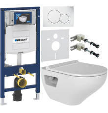 Комплект Унитаз подвесной Bien Ion безободковый, с биде + Инсталляция Geberit Duofix UP 320 111.300.00.5 + Кнопка Sigma 01 115.770.11.5 белая + Крепления 111.815.00.1 к стене + Шумоизоляция 156.050.00.1