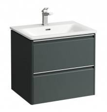 Laufen Palace Комплект мебели 600х450х545 мм., с раковиной Slim, 2 ящика, органайзер для ящика, ручка анодированный алюминий, цвет: интенсивный серый. 8.6070.2.266.104.1
