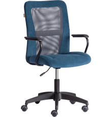 Компьютерное кресло TetChair Staff флок синий 32, ткань серая W-11