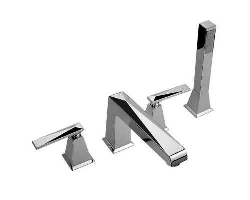 Nicolazzi Vincent Смеситель на борт ванны, 4 отв., излив: 206 мм, с ручным душем, цвет: хром. 1004CR28