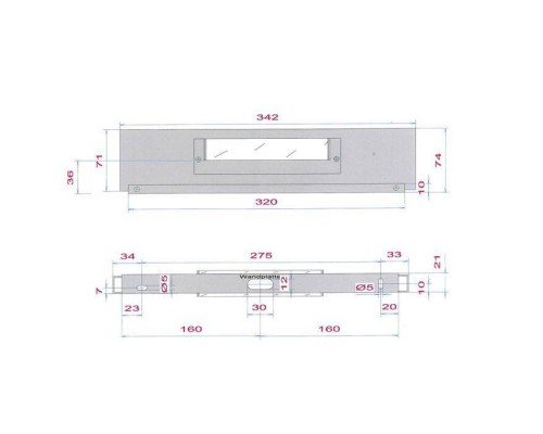 Decor Walther Slim 34 Светильник настенный 34x7x2см, 1x R7S 118mm max. 100W, цвет: никель сатинированный. 0331234