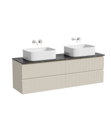 Тумба с раковиной Sancos Snob R 160, beige soft, столешница черный мрамор TT160A1, раковина CN6052