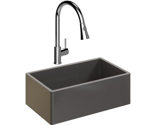 Комплект Мойка кухонная Domaci Сиена 50276-112 антрацит + Смеситель Ливорно WFD04093