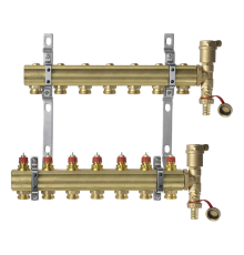 Комплект коллекторов Danfoss FHF-7 set с кронштейнами и воздухоотводчиками, 7 контуров. 088U0707