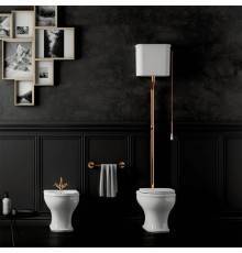 Azzurra Charme Унитаз напольный 52x40 см с высоким бачком, трубой и механизмом золото, 3L Water Saving, слив универсальный, сиденье микролифт цвет фурнитуры золото, с креплением VFV, цвет: Bianco lucido. 754591,  CHCSAL000000BI/(CHA400/С bi),  CHA1800/F b