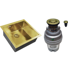 Комплект Мойка Zorg Inox PVD SZR-44 Bronze + Измельчитель ZR-75 D BRONZE