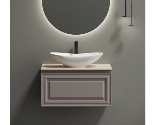 Тумба под раковину Sancos Very 80 со столешницей, doha soft, бежевая, с отв. под смеситель