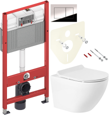 Комплект Унитаз подвесной BelBagno Sfera-r BB046CH-TOR безободковый + Крышка Piano BB2111SC с микролифтом + Инсталляция TECE Now 9400412 4 в 1 с кнопкой смыва