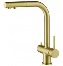 Timo 2356/17FL Saona Смеситель для кухни 296 мм, под питьевую воду, выдвижной Г излив, золото матово 2356/17FL
