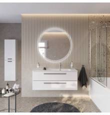 Мебель для ванной комнаты Cezares Eco Cer-N 120 R, bianco lucido, раковина Duet 120 R, ручки серые