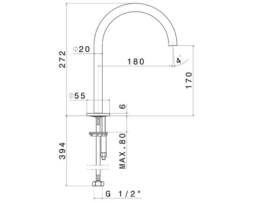 Newform X-Steel 316 Излив для раковины, цвет: stainless steel. 69639X.50.050