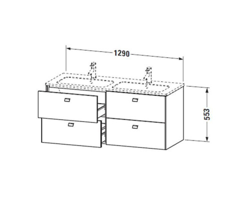 Duravit  Brioso Тумба подвесная 129x47.9х55.3см, с раковиной, с 4 выдвижными ящиками, цвет: дуб европейский. 2336130000,  BR410601052