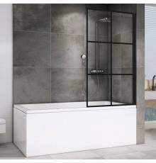 Шторка на ванну Abber Immer Offen AG72100B 100x140, профиль черный, стекло прозрачное