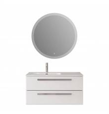 Мебель для ванной комнаты Cezares Eco Cer-N 100 L, bianco lucido, раковина Duet 100 L, ручки серые
