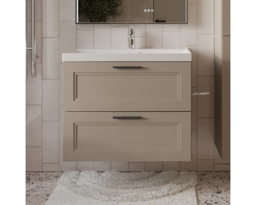 Тумба с раковиной MebelVann Arcadia 80 подвесная, бежевая, 2 ящика