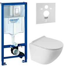 Комплект Унитаз подвесной BelBagno Sfera-r + Крышка Piano BB2111SC с микролифтом + Инсталляция Grohe Rapid SL 38772001 3 в 1 с кнопкой смыва + Шумоизоляция