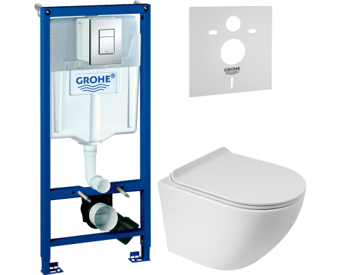 Комплект Унитаз подвесной BelBagno Sfera-r + Крышка Piano BB2111SC с микролифтом + Инсталляция Grohe Rapid SL 38772001 3 в 1 с кнопкой смыва + Шумоизоляция