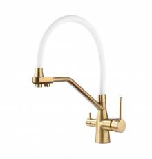 Смеситель для кухни Maretti Eleganza ENG31RGF13, золотой сатин, белый