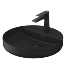 Duravit Vitrium Раковина накладная 46см., с 1 отв., круглая, из DuroCast UltraResist, без перелива, с полкой, цвет: темно-серый матовый. 266246HE