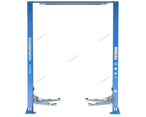 Подъемник двухстоечный 4 т, верхняя синхронизация, с электростопорами, H=4 м, 380 В, синий NORDBERG