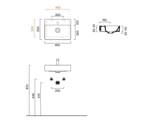 Catalano Green Раковина 45х35см, без отв., цвет: белый глянцевый. 0420450001