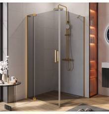Душевой уголок Cezares Slider AH 1 100-100/110 GRIGIO BORO профиль брашированное золото, стекло серое