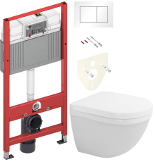 Комплект Унитаз подвесной Duravit Starck 3 + Крышка 0063890000 с микролифтом + Инсталляция TECE Base 9400413 4 в 1 с кнопкой смыва