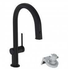 Hansgrohe Aqittura Смеситель для кухни, на 1 отв., с выдвижным изливом, цвет: черный матовый. 76803670