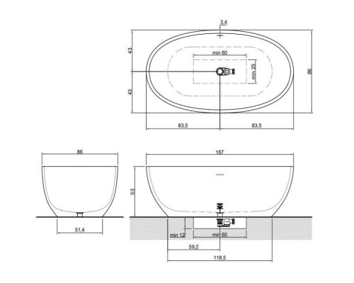 Antonio Lupi Reflex Ванна отдельностоящая 167х86х53см, с донным клапаном (graphit), сифоном, Cristalmood, цвет: Nebbia. REFLEX Nebbia/graphite Antonio Lupi Reflex Ванна отдельностоящая 167х86х53см, с донным клапаном (graphit), сифоном, Cristalmood, цвет: Nebbia. REFLEX Nebbia/graphite