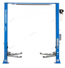 Подъемник двухстоечный 4 т, верхняя синхронизация, с электростопорами, H=3,6 м, 380 В, синий NORDBER