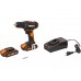 Дрель-шуруповерт аккумуляторная WORX WX108, 45Нм, 20В, 2Ач x2, ЗУ 2А, кейс