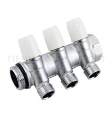 Коллекторы MAXIMA из хромированной латуни CW617N с выходами 24x19 рез. 1 G 4 вых. 3/4  Ø 18. Межосевое расстояние 50 мм Tiemme. 1860019