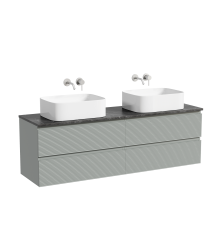 Тумба с раковиной Sancos Folk 160, ergraut soft, столешница черный мрамор TT160A1, раковина CN6052MW