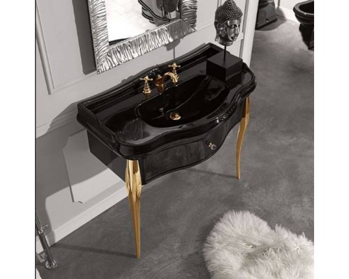 Kerasan Retro Консоль подвесная, с черной раковиной 100 см, цвет: neco/oro. 105004 nero*1, 7363K4 Kerasan Retro Консоль подвесная, с черной раковиной 100 см, цвет: neco/oro. 105004 nero*1, 7363K4
