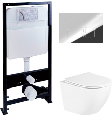 Комплект Унитаз подвесной BelBagno Uno BB3105CHR/SC + Инсталляция EWRIKA ProLT 0026-2020 + Кнопка 0041 хром
