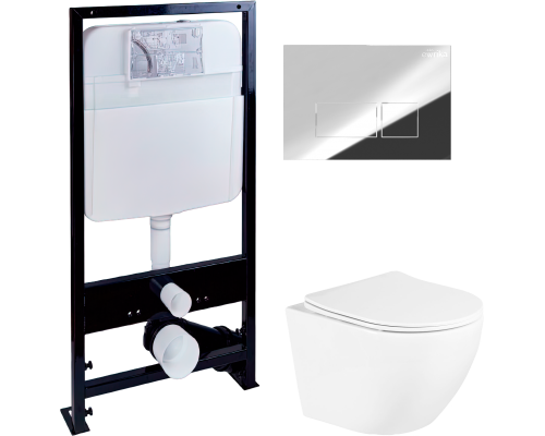 Комплект Унитаз подвесной BelBagno Uno BB3105CHR/SC + Инсталляция EWRIKA ProLT 0026-2020 + Кнопка 0041 хром Комплект Унитаз подвесной BelBagno Uno BB3105CHR/SC + Инсталляция EWRIKA ProLT 0026-2020 + Кнопка 0041 хром
