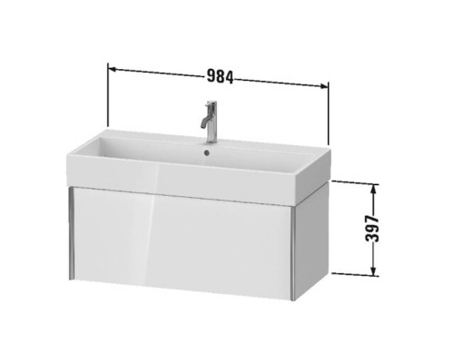 Duravit XViu Тумба подвесная 98.4x45.4x39.7см, с раковиной, 1 ящик, цвет: walnut dark/черный матовый. 2350100000,  XV42370B221