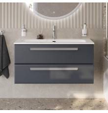 Тумба с раковиной Cezares Eco Cer-N 100 grafito, раковина Eco 100, ручки серые