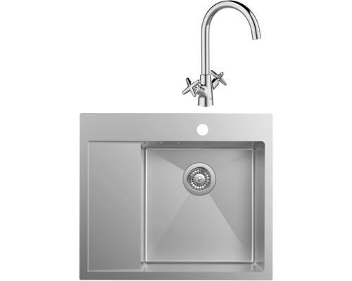 Комплект Мойка кухонная IDDIS Haze HAZ59SRi77 R, сатин + Смеситель Acros ACRSB00i05 хром