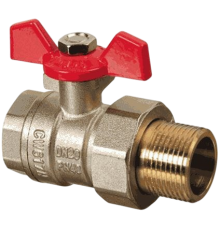 Шаровой кран TeRma RED 31049 3/4", с американкой, ручка бабочка