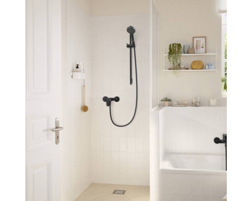 Hansgrohe Rebris E Смеситель для душа, настенный, цвет: черный матовый. 72640670 Hansgrohe Rebris E Смеситель для душа, настенный, цвет: черный матовый. 72640670