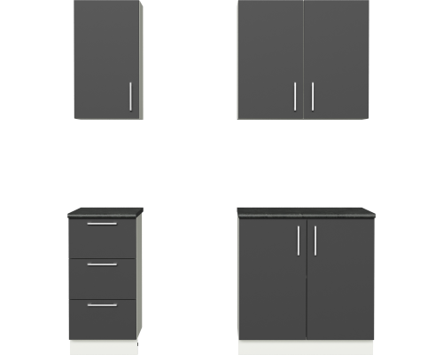 Кухонный гарнитур Domaci Болонья 180 см, фасад графит, ручка хром, столешница луна KUH-708293