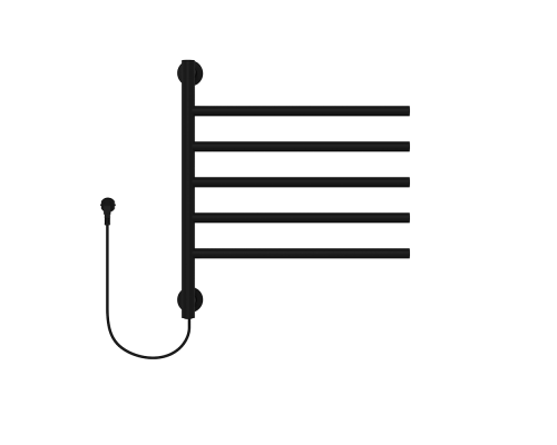 Полотенцесушитель электрический Primoclima CHOPPER 622516, 5 трубок, черный PC CHOPPER 75 B