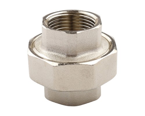 Муфта разъёмная латунная никелированная Tiemme 1/2 ВРх1/2 ВР с плоской прокладкой. 1500374