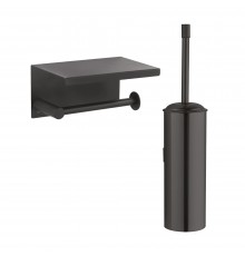 Набор Держатель Boheme Uno 10971-B black с полкой для телефона + Ершик 10984-B black