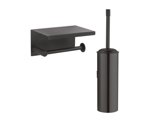 Набор Держатель Boheme Uno 10971-B black с полкой для телефона + Ершик 10984-B black