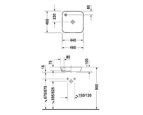 Duravit Starck 1 Раковина 46x46 см, 1 отв., цвет: белый. 2322460000