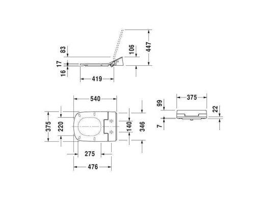 Duravit SensoWash Slim Сиденье для унитаза SensoWash 37.5х54см с душем, цвет: белый. 611200002000300
