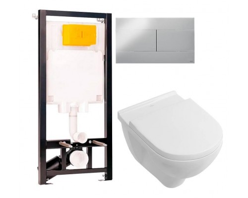 Комплект Унитаз подвесной Villeroy Boch O.Novo 5660HR01 alpin, безободковый + Инсталляция OLI 80 ECO Sanitarblock mechanic 3 в 1 с кнопкой смыва Комплект Унитаз подвесной Villeroy Boch O.Novo 5660HR01 alpin, безободковый + Инсталляция OLI 80 ECO Sanitarblock mechanic 3 в 1 с кнопкой смыва